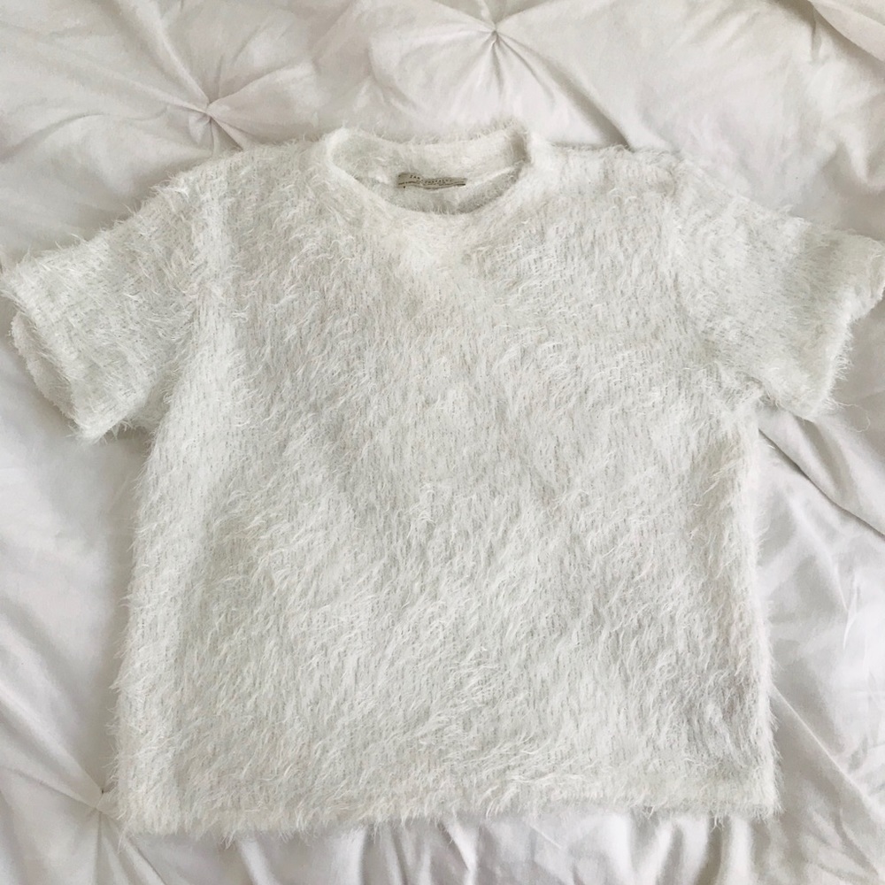 faux fur crop tee